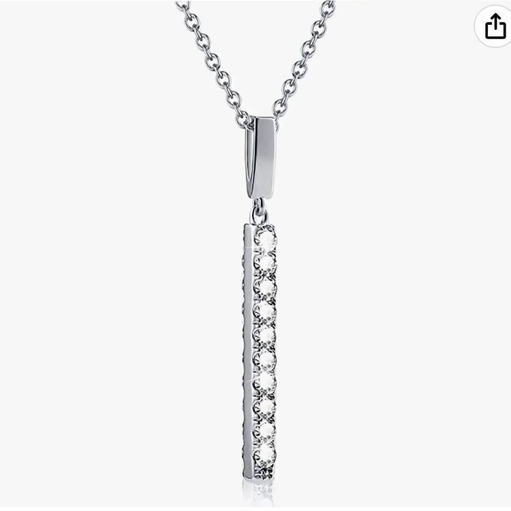 Double-Sided AAAAA CZ Bar Silver Necklace